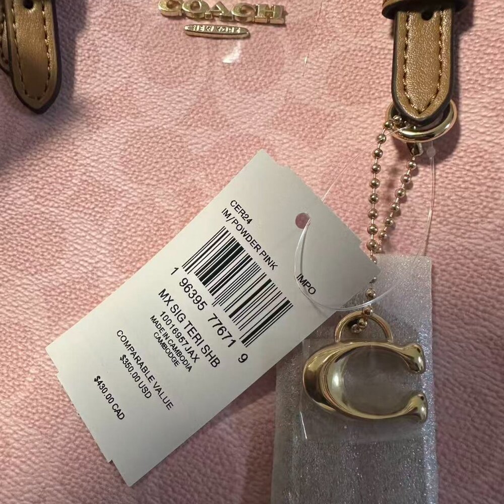 NWT COACH Mollie Tote Bag 25 In Signature (CER24) Powder Pink - Picture 6 of 6